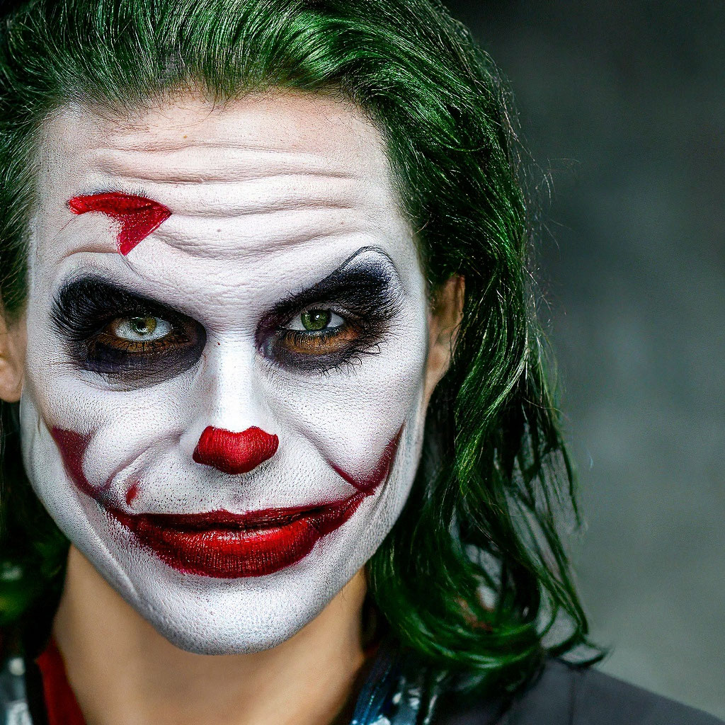 Как сделать макияж джокера "Joker makeup girl, professional photo." - image created in Shedevrum