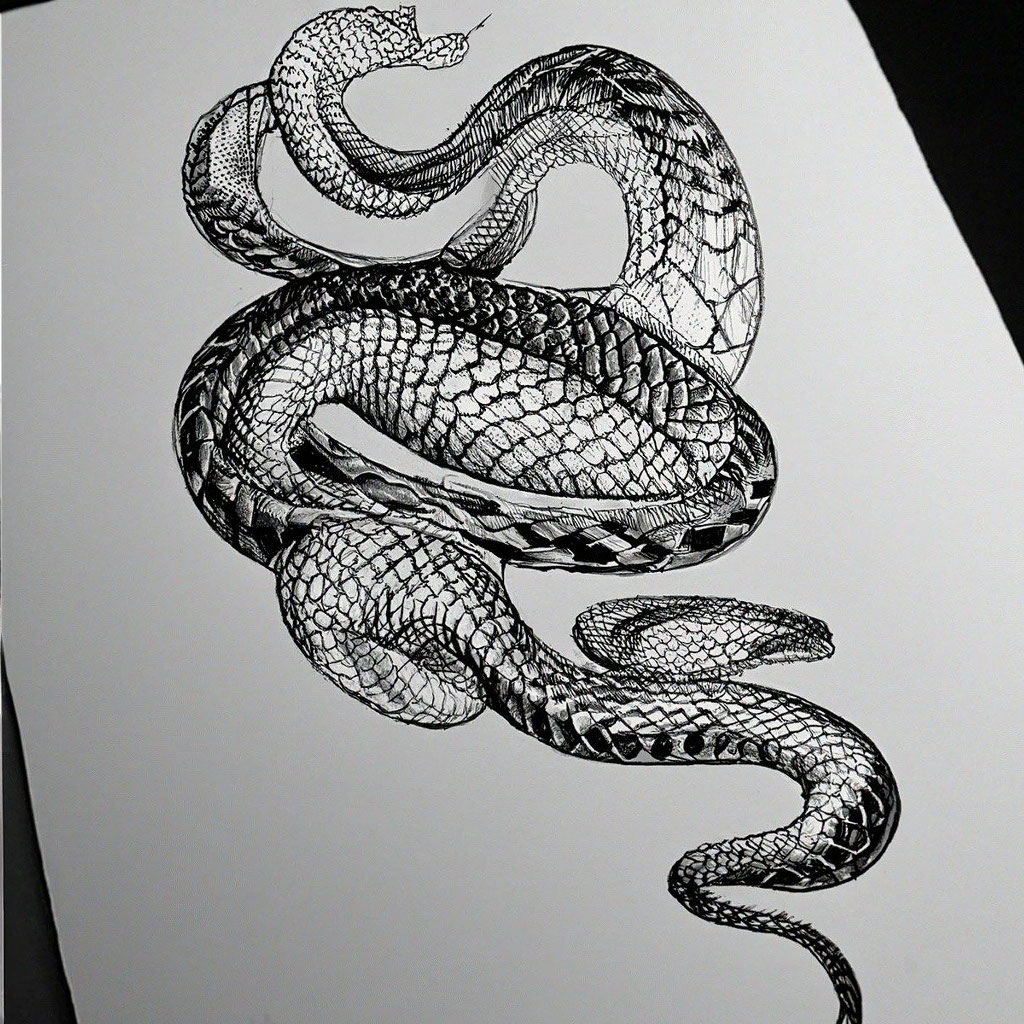 Hand drawn vintage snake illustration. Graphic sketch for posters, tattoo, cloth