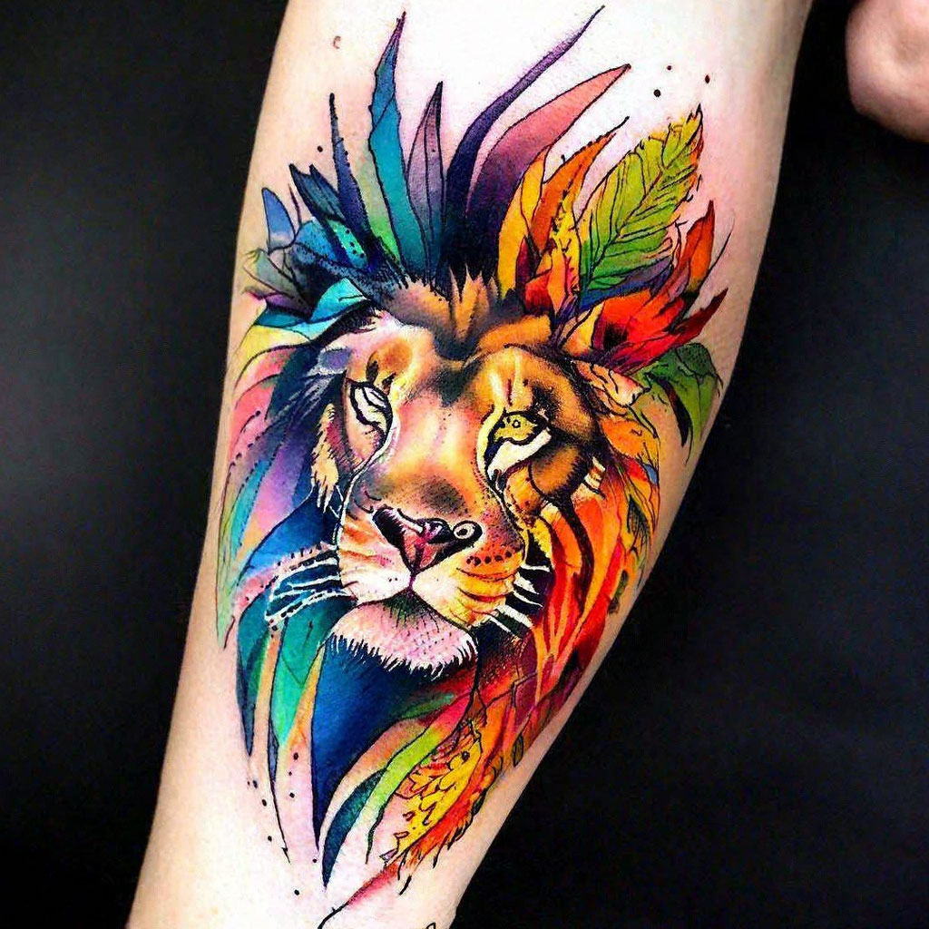 Lion tattoo with color - Bronctattooaus.com