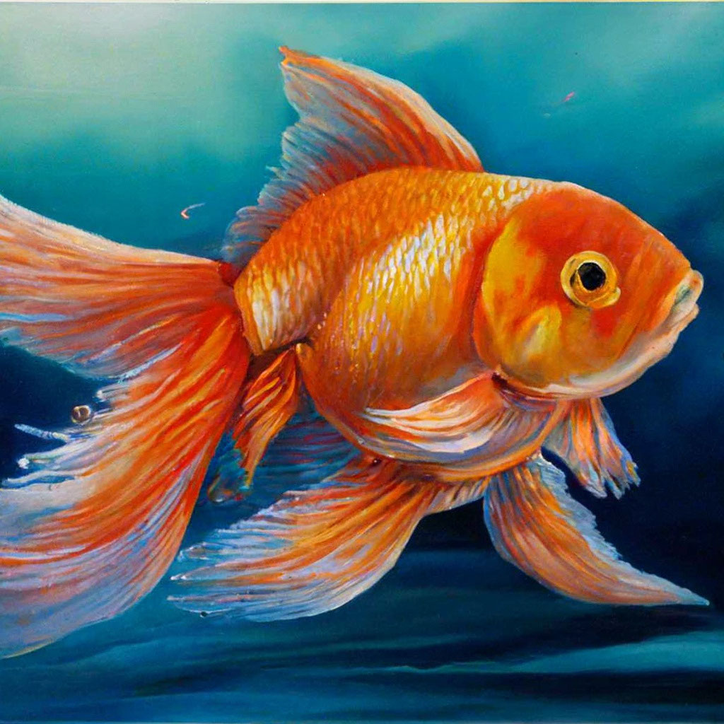 Золотая рыбка и волна - рисунок в векторном формате