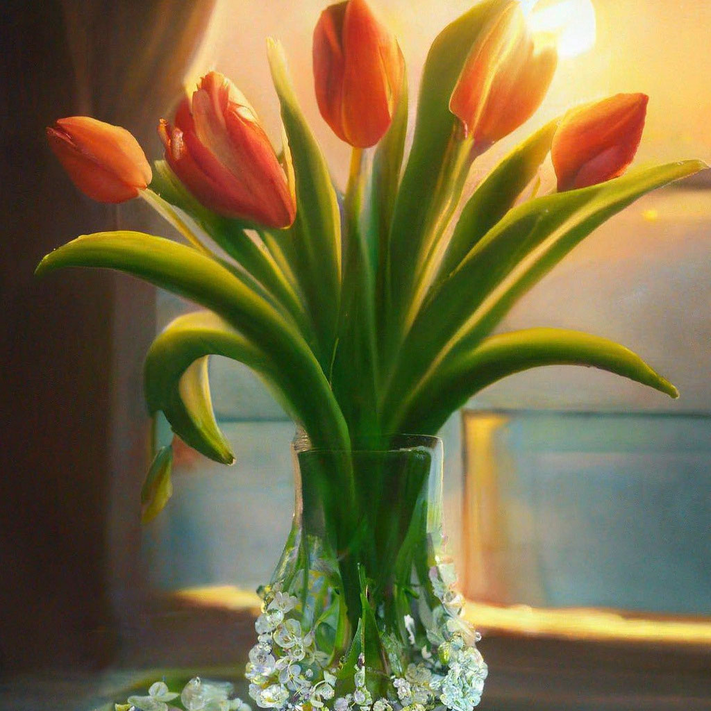 «Букет тюльпанов в хрустальной вазе …» — создано в Шедевруме