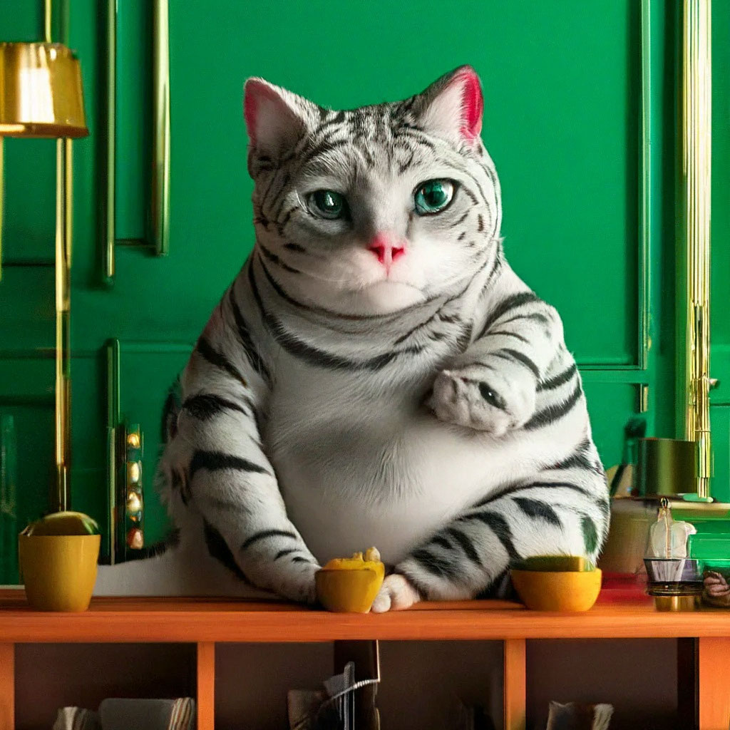 Толстый кот смотрит телевизор в …» — создано в Шедевруме