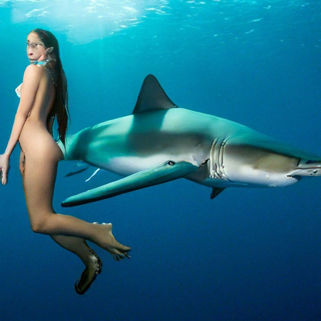 Красивая девушка акула» — создано в Шедевруме