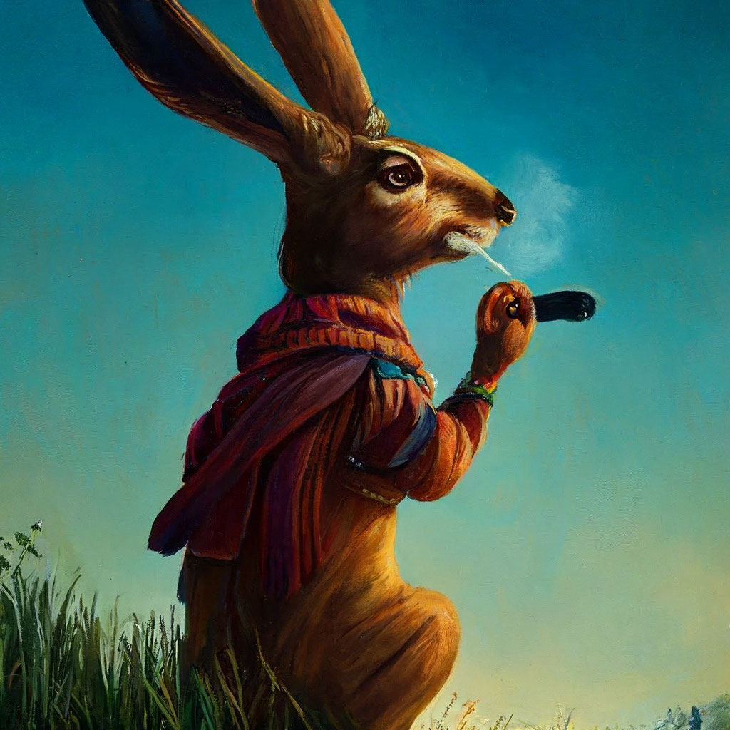 «Заяц курит трубку» — создано в Шедевруме