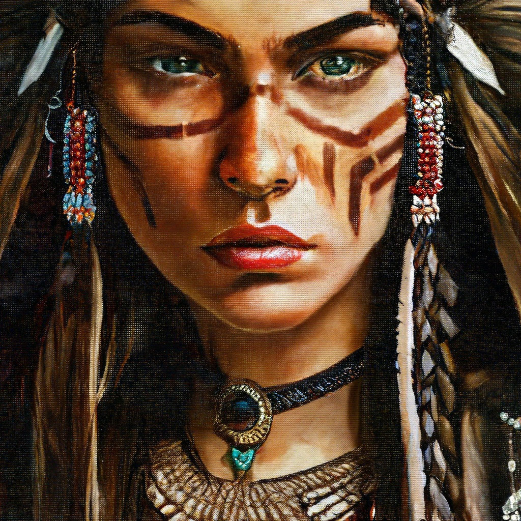 Native American Woman S Face With