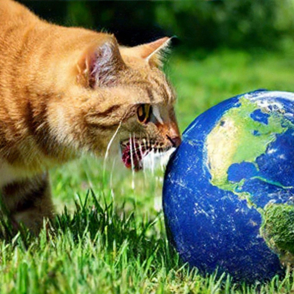 Кот ест землю» — создано в Шедевруме