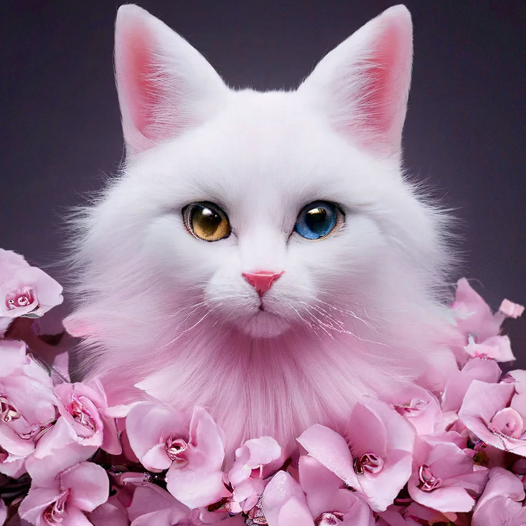 Котик в цветах картинки