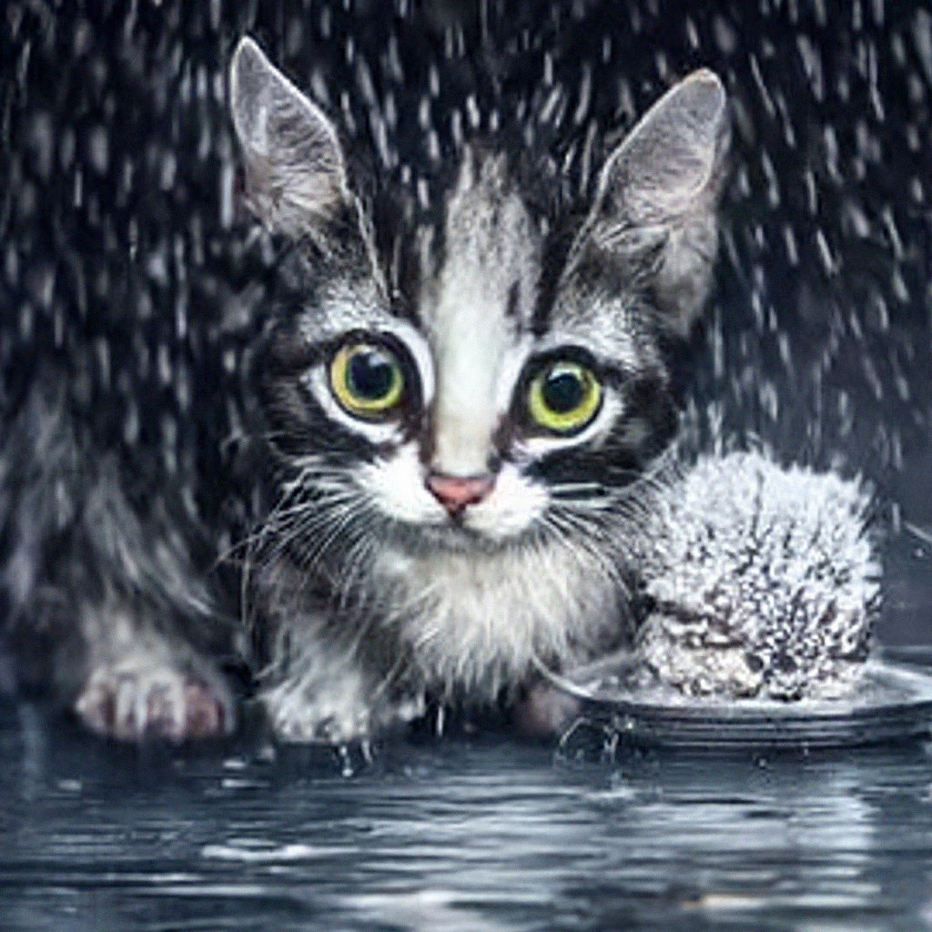 Испуганный котенок рисунок