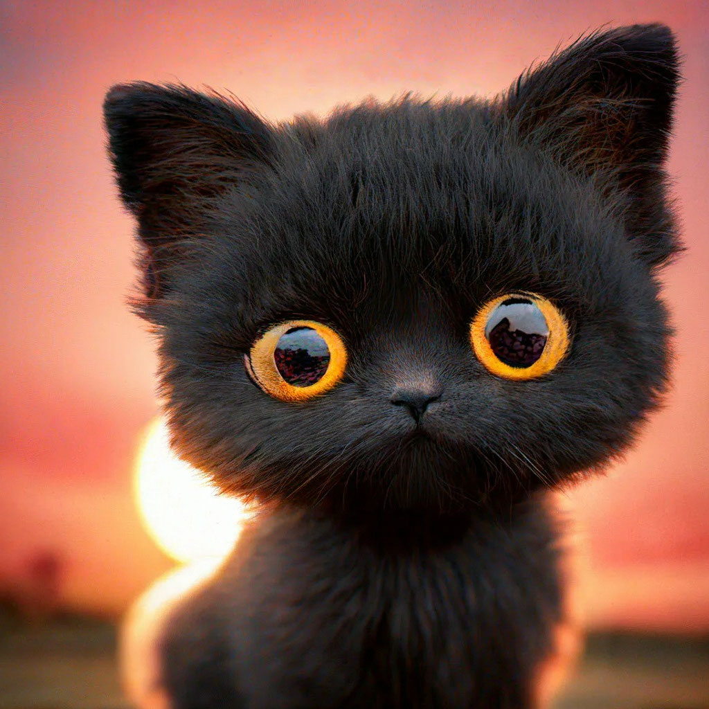 Фото Пушистый, черный кот