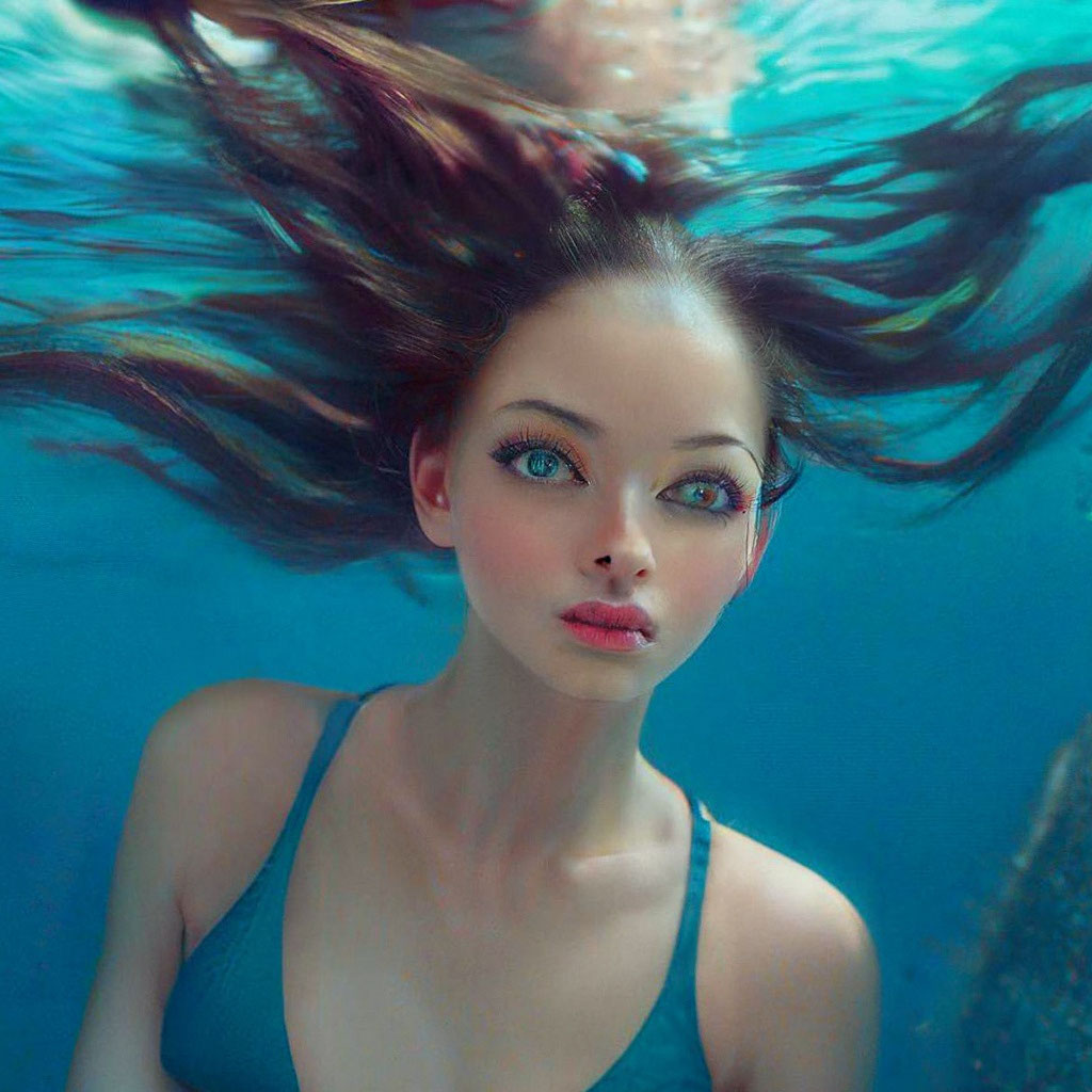 «Настоящая девушка, плывет под водой…» — создано в Шедевруме