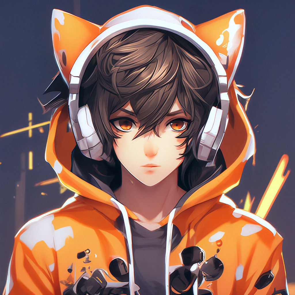 Anime Guy In Orange Hoodie