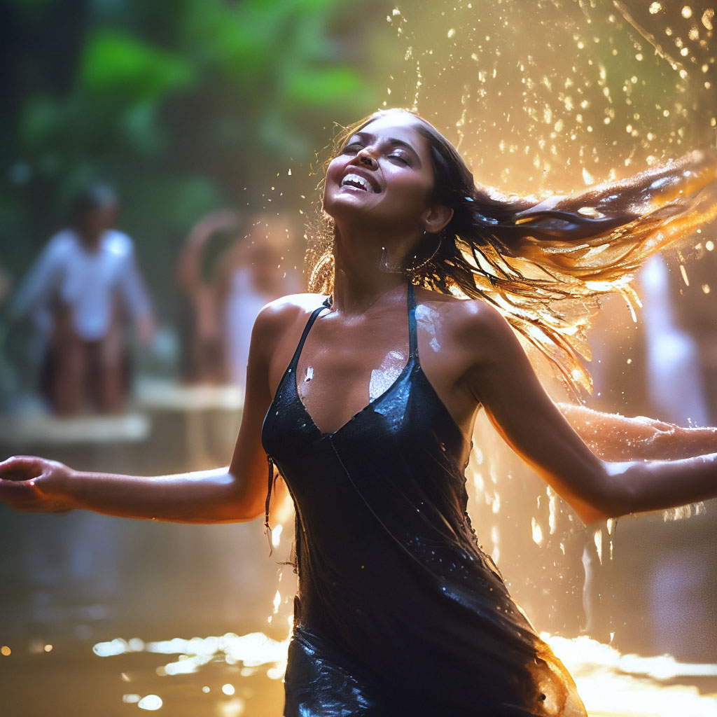 Песни мокрые фото "Wet girl dancing, wet girl drying" - image created in Shedevrum