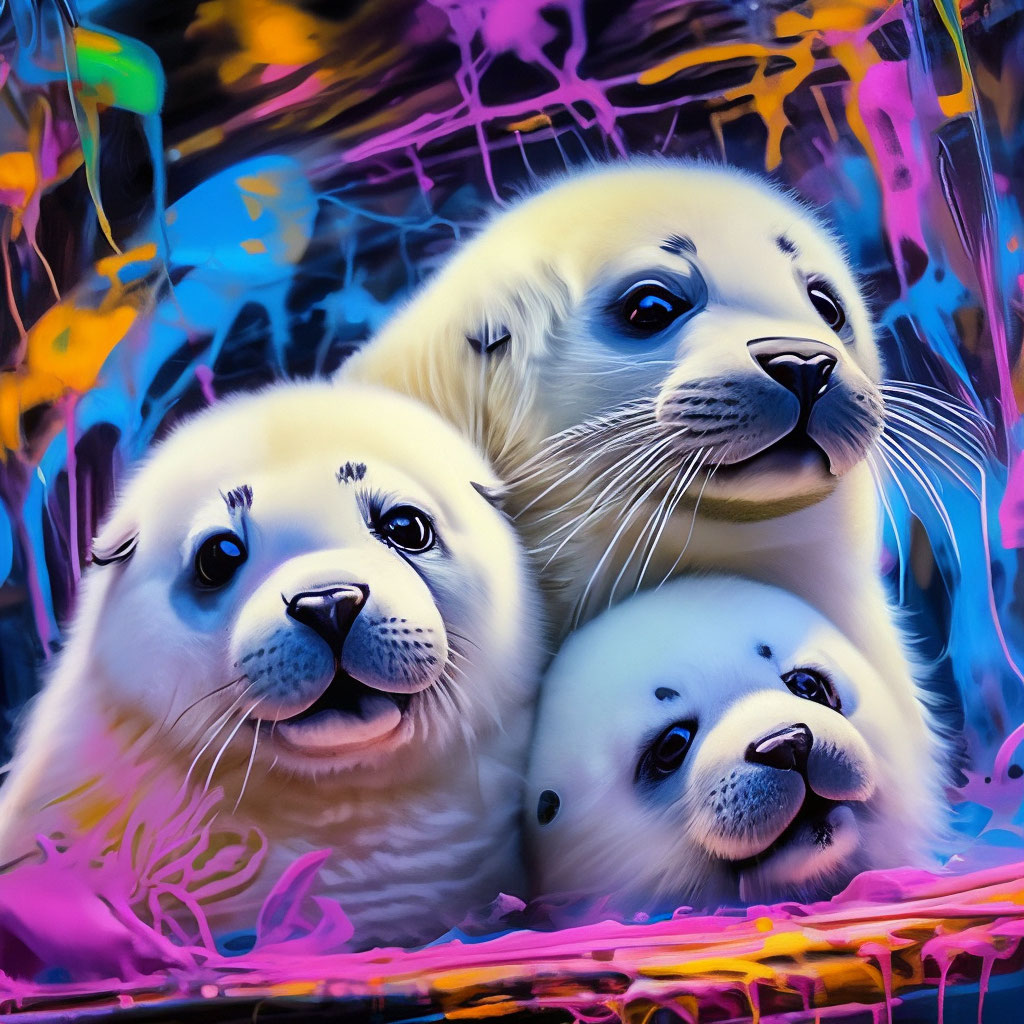 White Harp Seal Animal - Diamond Painting 