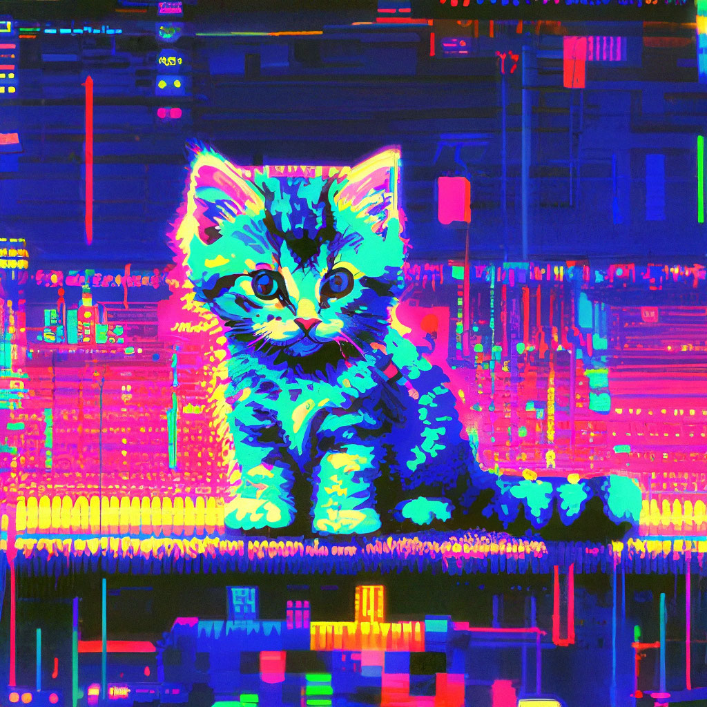 Zx spectrum art, 8bit, kitten