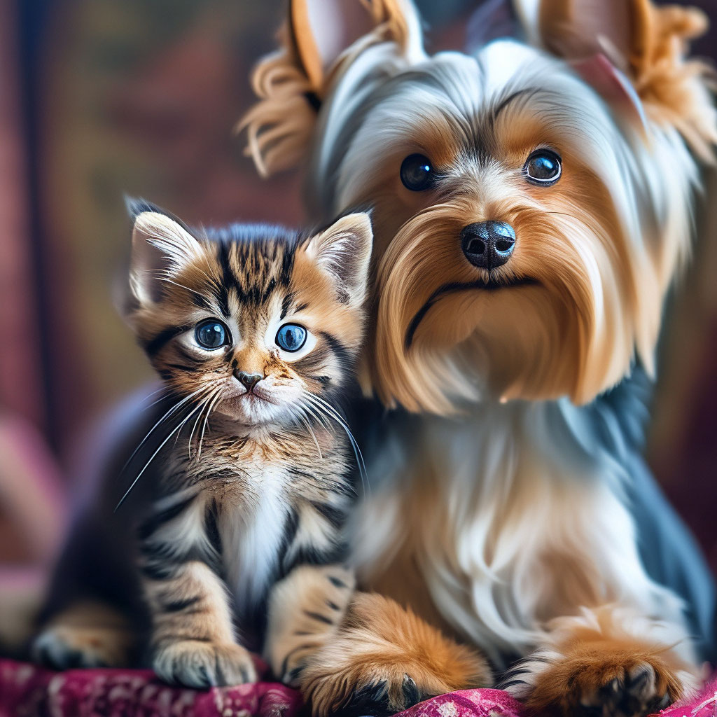 Кошка сидит на собаке, собака …» — создано в Шедевруме