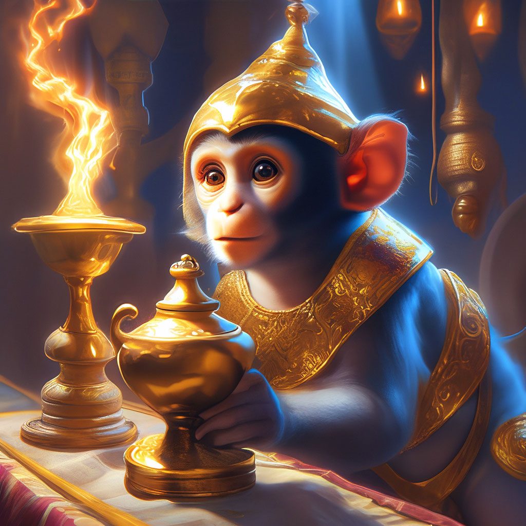 «Волшебная лампа, джин,обезьяна» — создано в Шедевруме