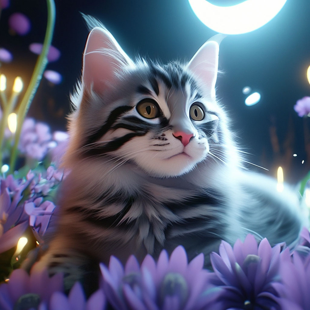 Mooncat, photorealistic quality, …» — создано в Шедевруме