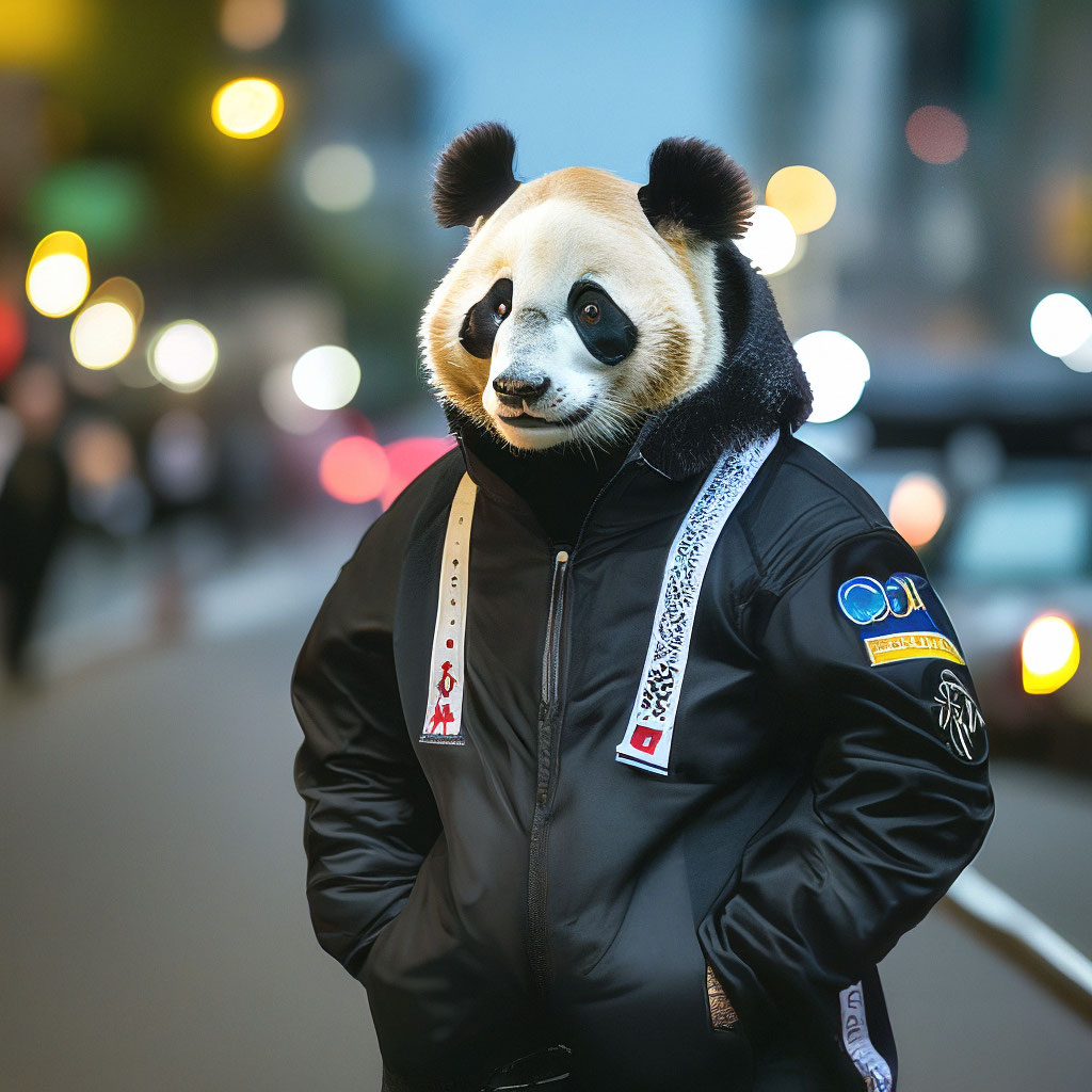 Панда в костюме