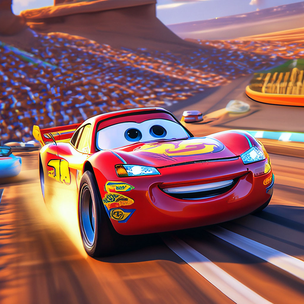 «Молния Mcqueen гоняет по трассе» — создано в Шедевруме
