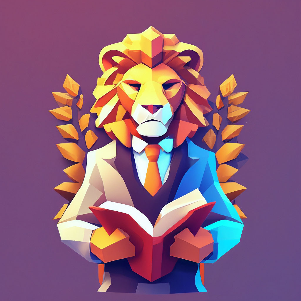 «Профессор-лев с книгами» — создано в Шедевруме