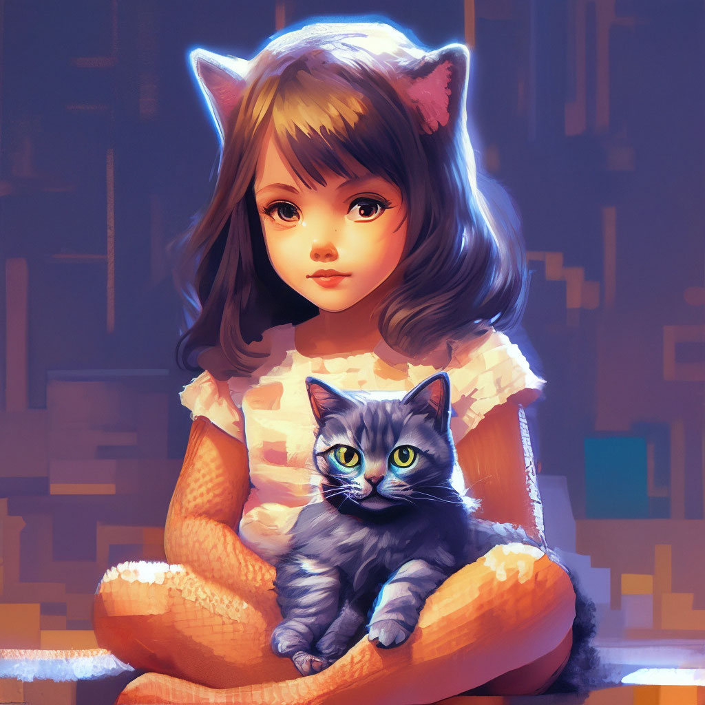 Девочка с котиком картинки
