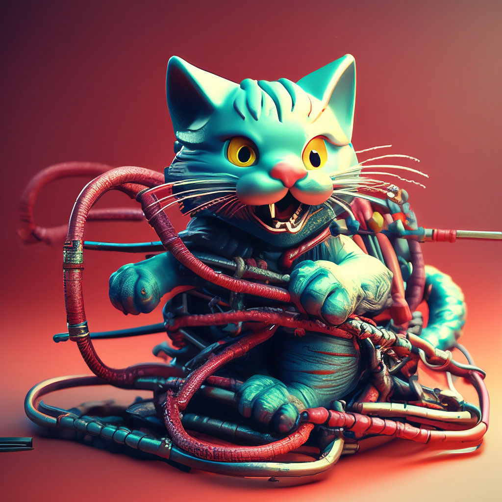 Ретро-кот грызёт провода» — создано в Шедевруме