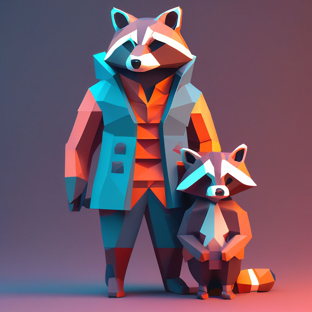 «Человек и енот» — картинка создана в Шедевруме