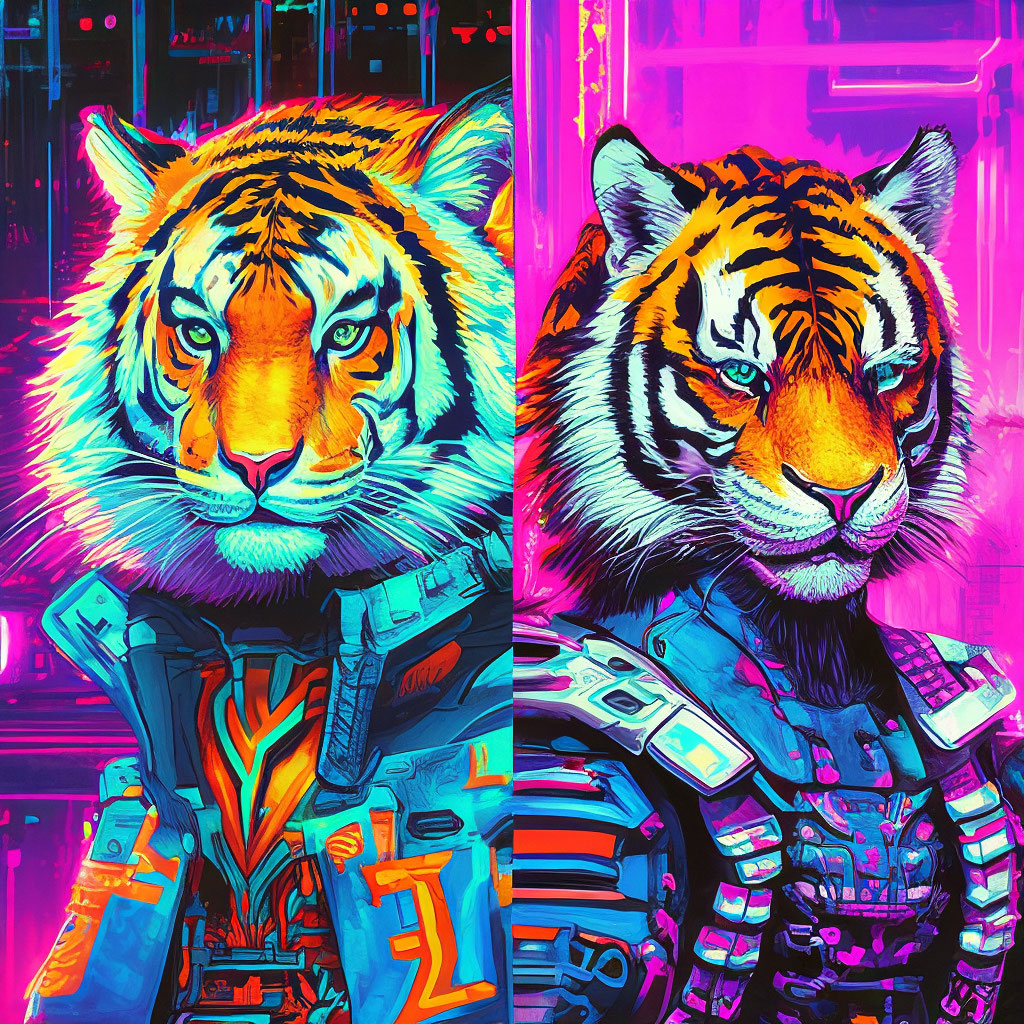 «Слева тигр,справа ёж» — создано в Шедевруме