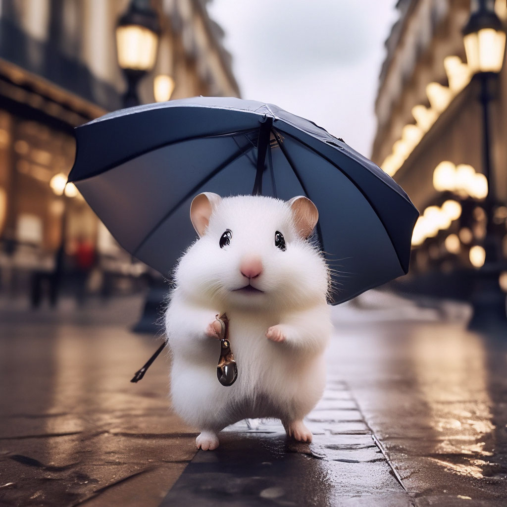 A cute white mini hamster is …» — создано в Шедевруме