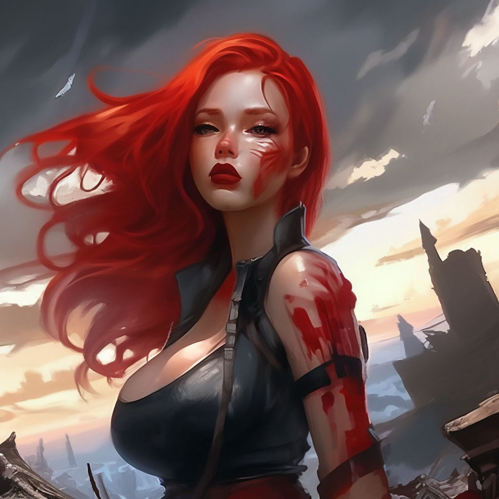 «У девушки губя накрашены красной …» — создано в Шедевруме