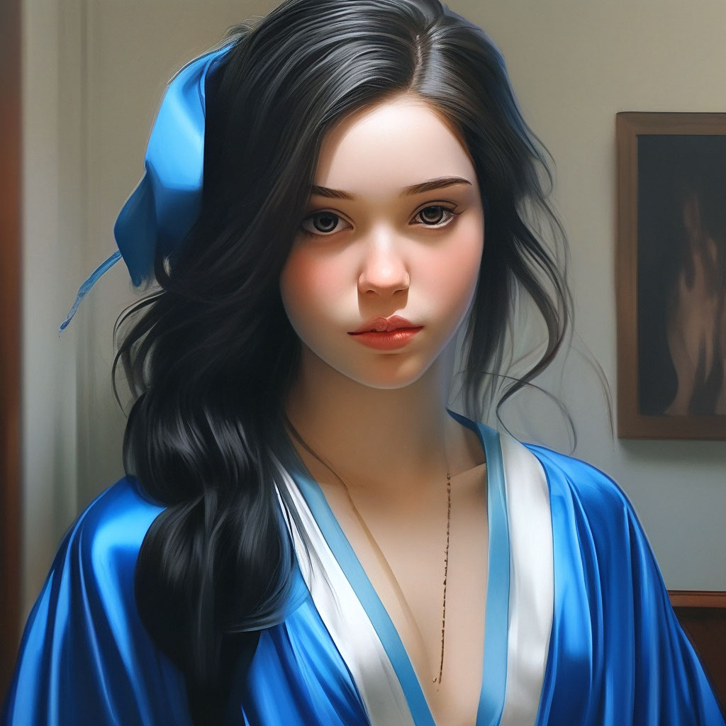 Красивая девушка в голубом халате | Бесплатно Фото