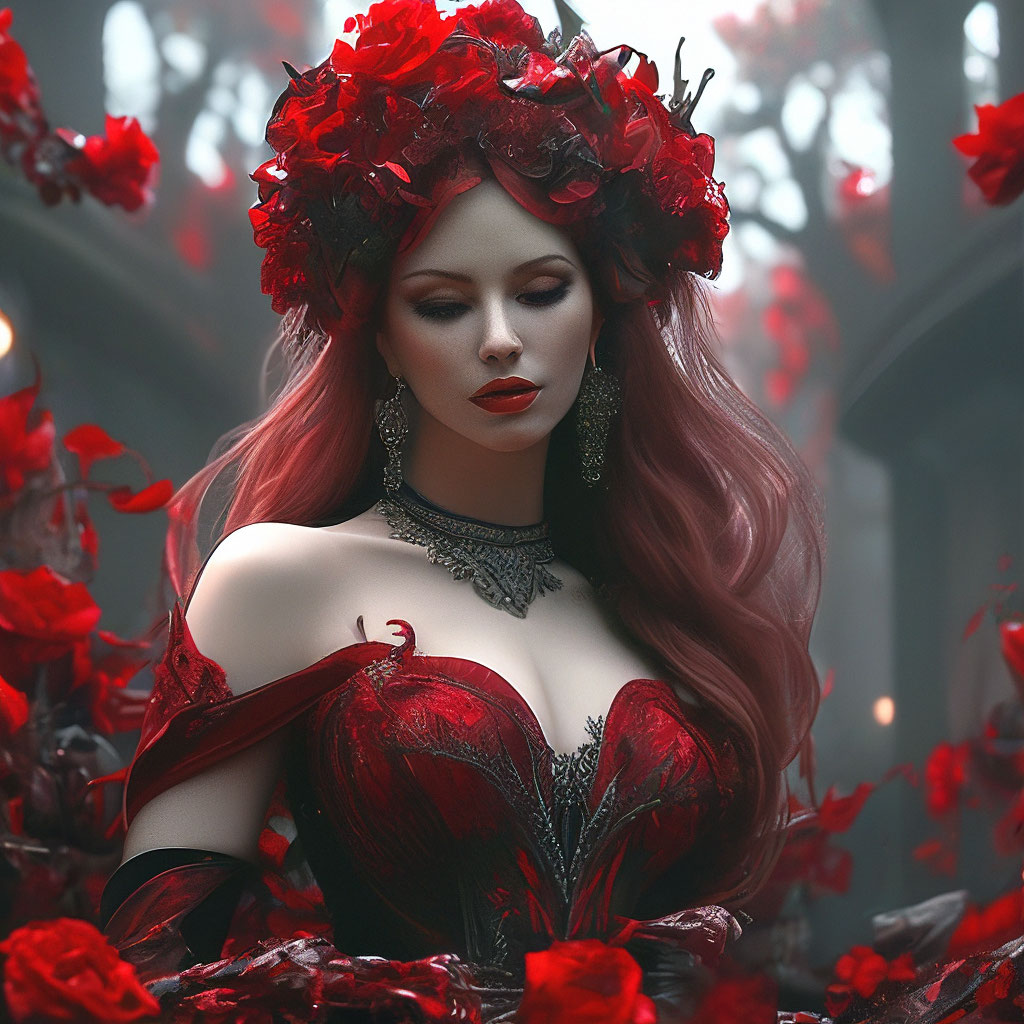 "Beautiful girl,red hair , pink eyes ,." - image created in Shedevrum