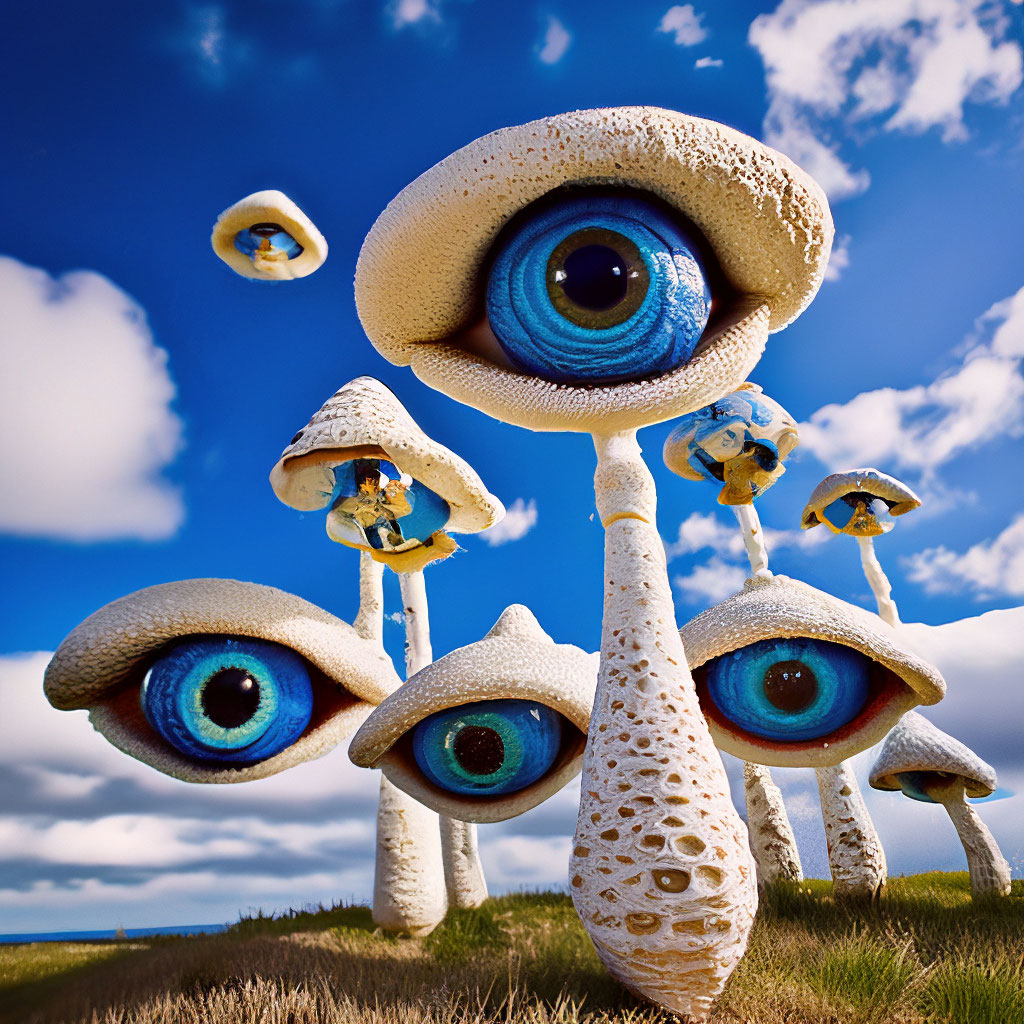 «Мухоморы много глаз голубое небо …» — создано в Шедевруме