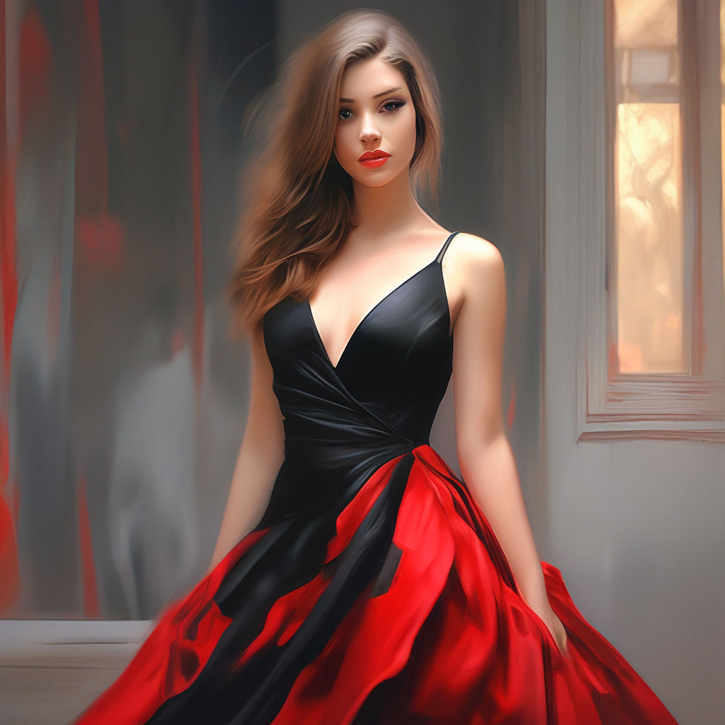 Черно-красное платье для девочек