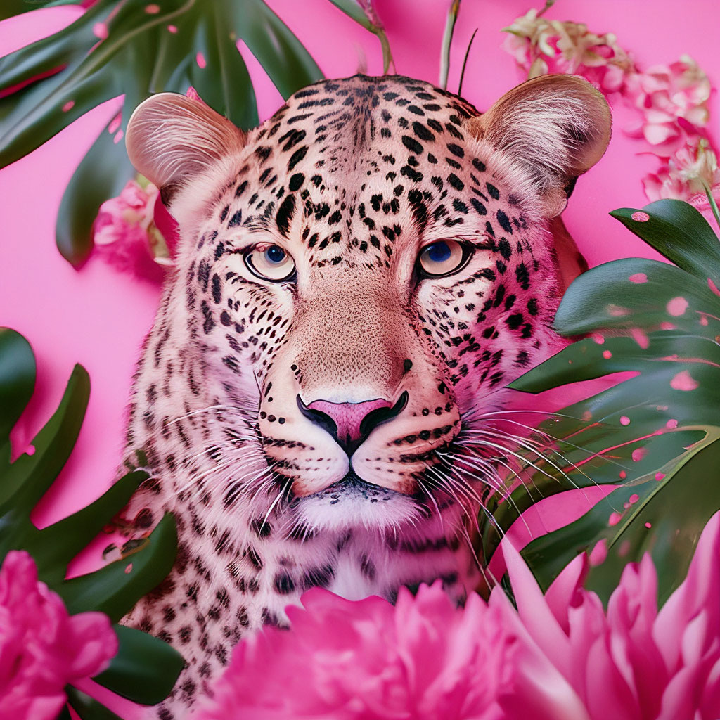 «Розовый леопард на розовом фоне» — создано в Шедевруме