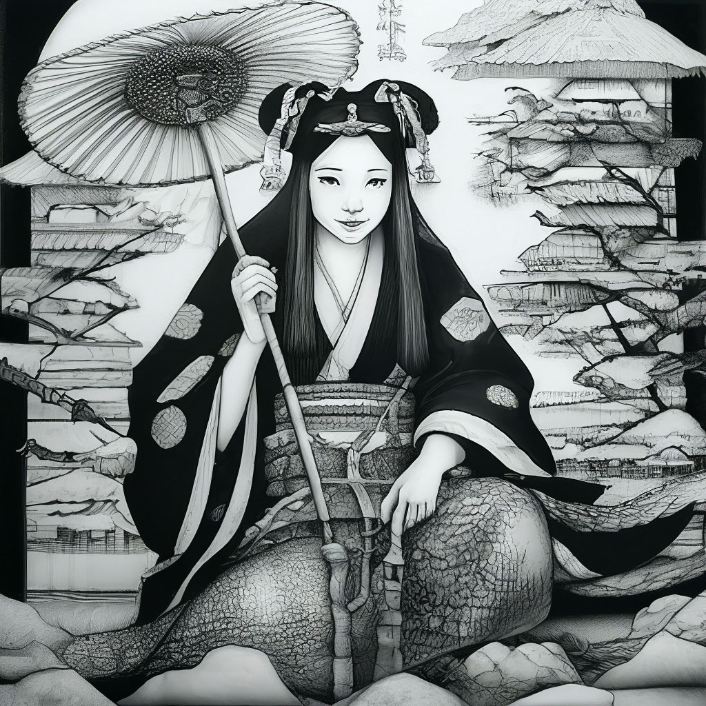 Рисунки японские черно белые - 65 фото