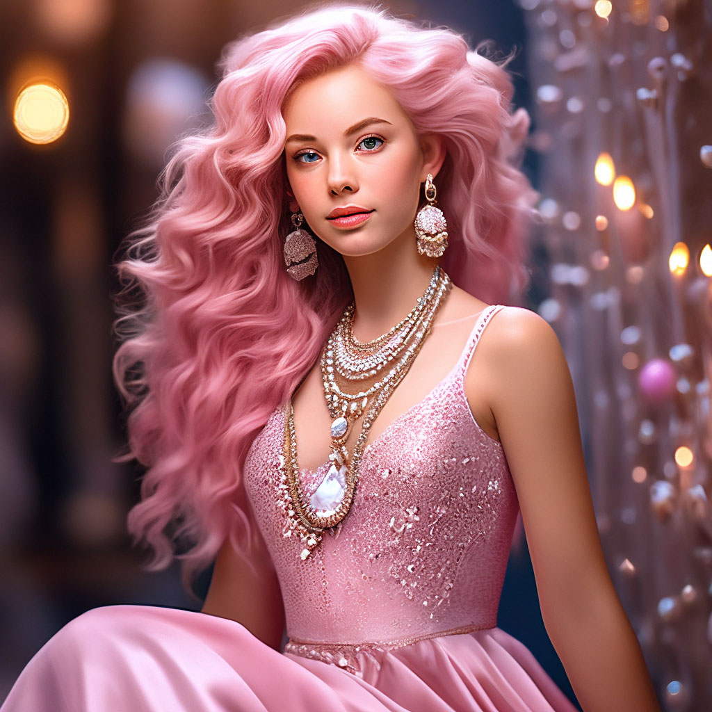 Красивая девушка в розовом платье, …» — создано в Шедевруме