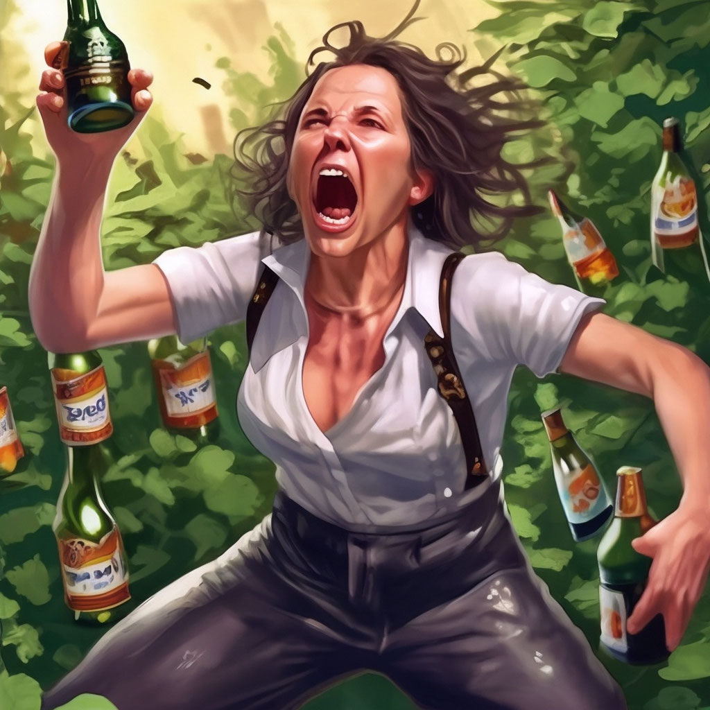 Drunken pants peeing  —  image created in Shedevrum