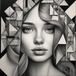 «Drawing of a girl made of triangles and circles , high detail, 32k,art ...