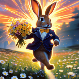 « ️‍🔥Twilight,sunrise,excited rabbit in a tailcoat and with a bouquet ...