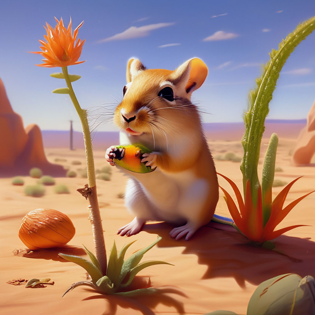 A gerbil in the desert she holds a image created in Shedevrum