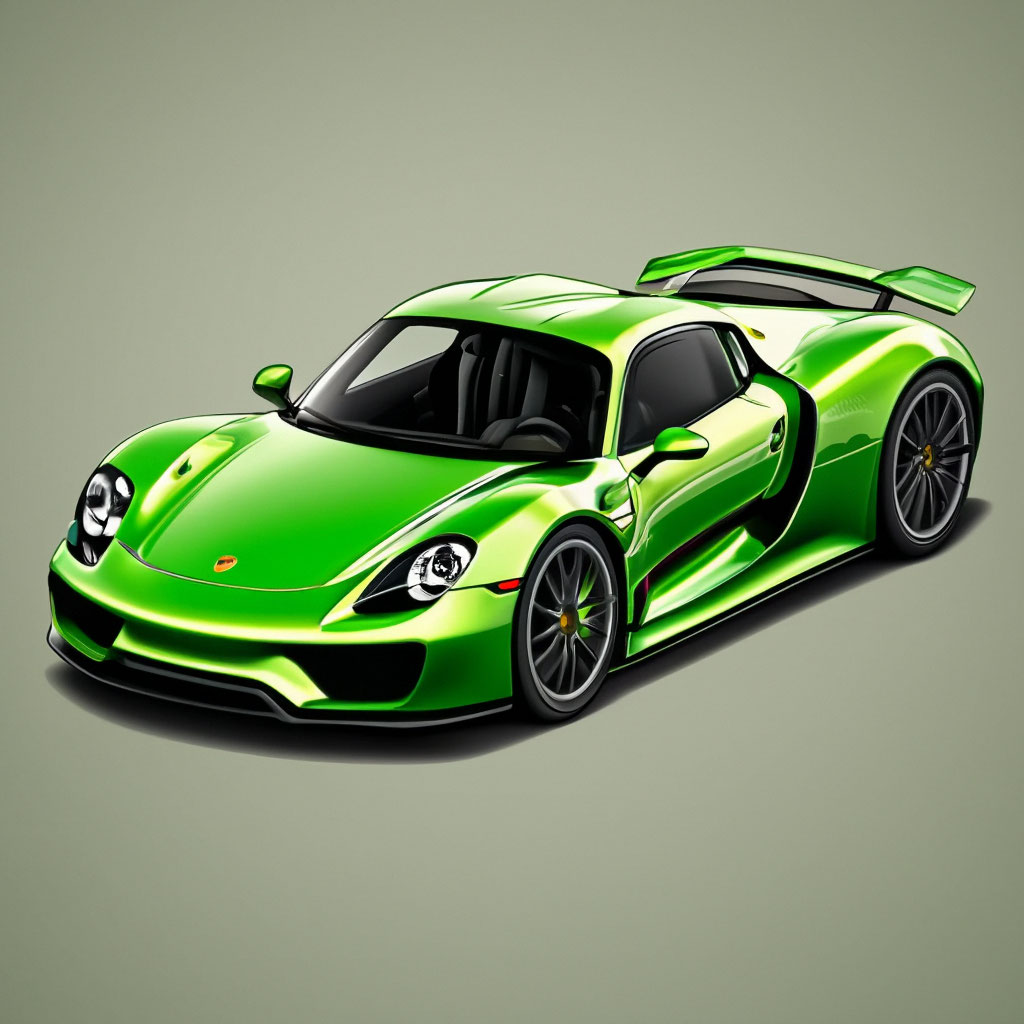 Porsche 918, ярко зеленый цвет, …» — создано в Шедевруме