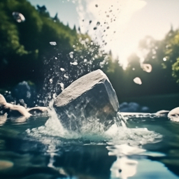 «Stone falling into the water, dynamic, double exposure, realistic ...