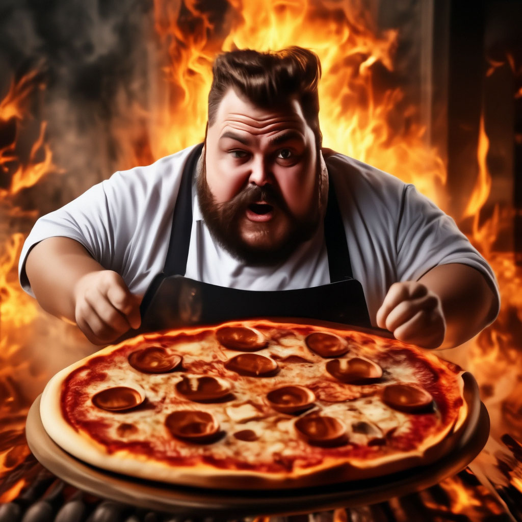 Pizza is on fire The fat chef …