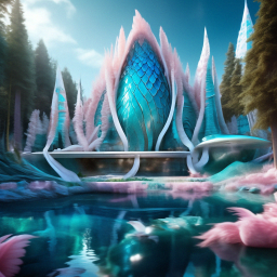 «Professional photo,exoplanet, alien intricate mansion made of scales ...