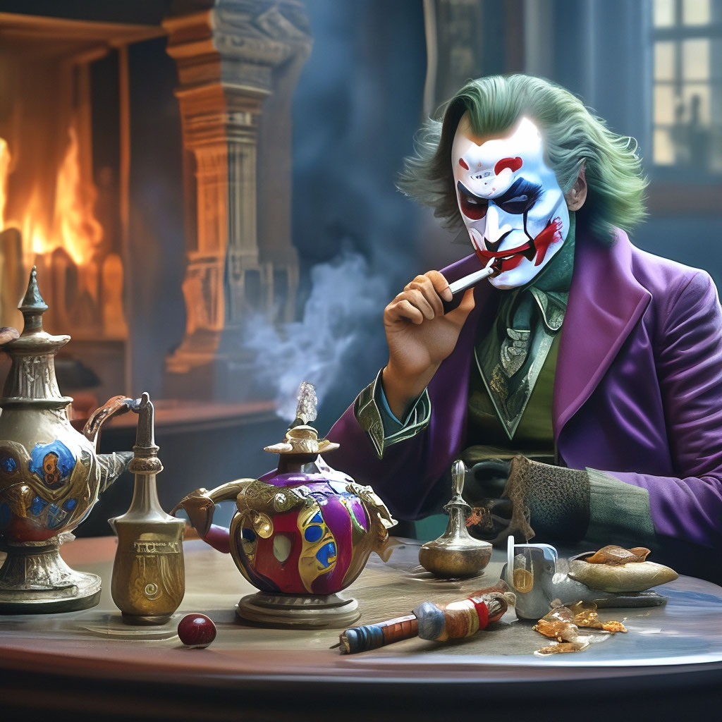 Joker курит трубку возле …» — картинка создана в Шедевруме