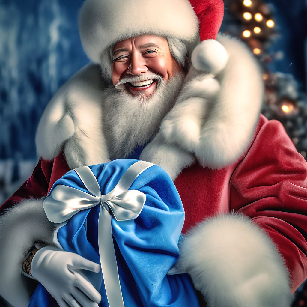 Дед Мороз в голубой шубе с белым…» — создано в Шедевруме