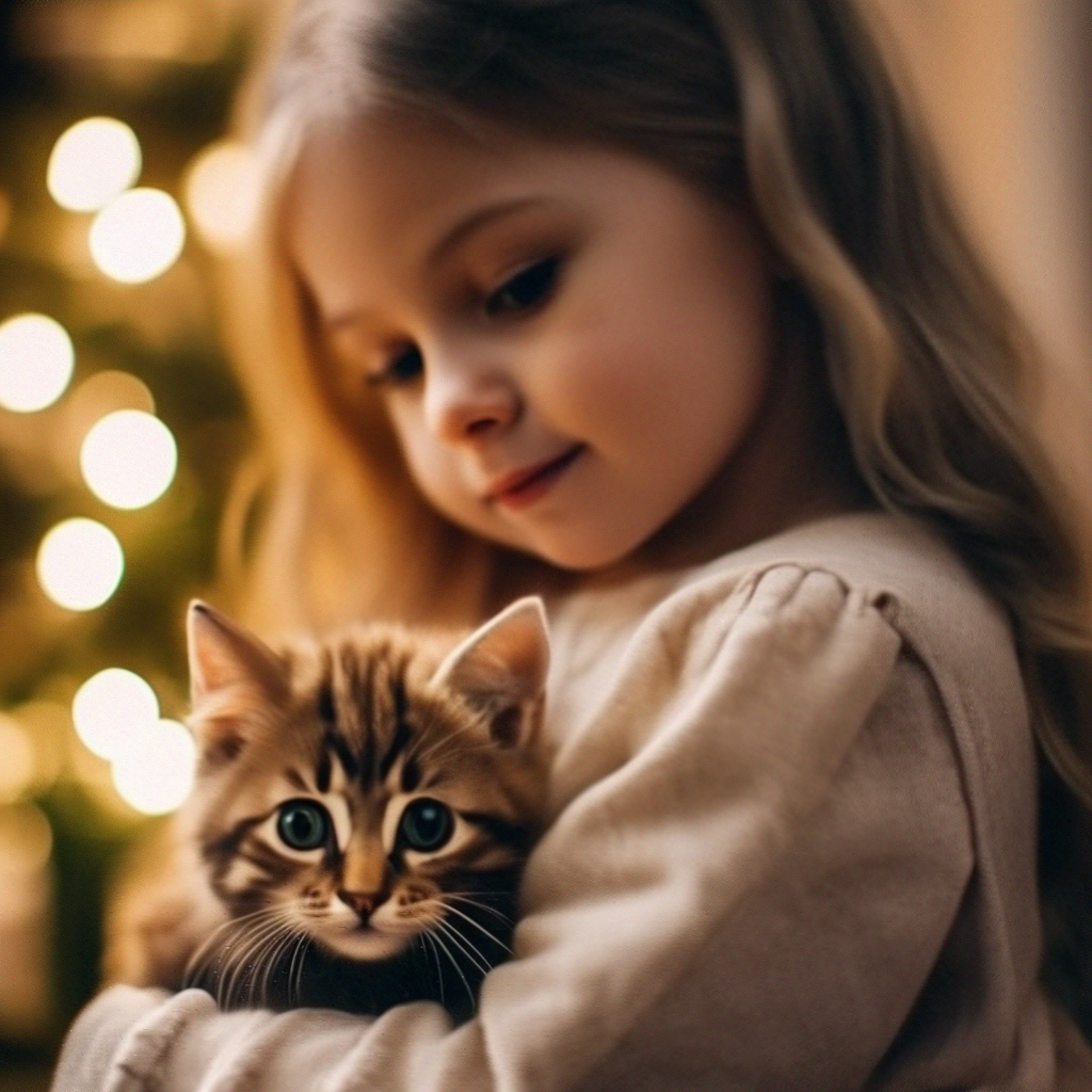 Девочка с котиком картинки