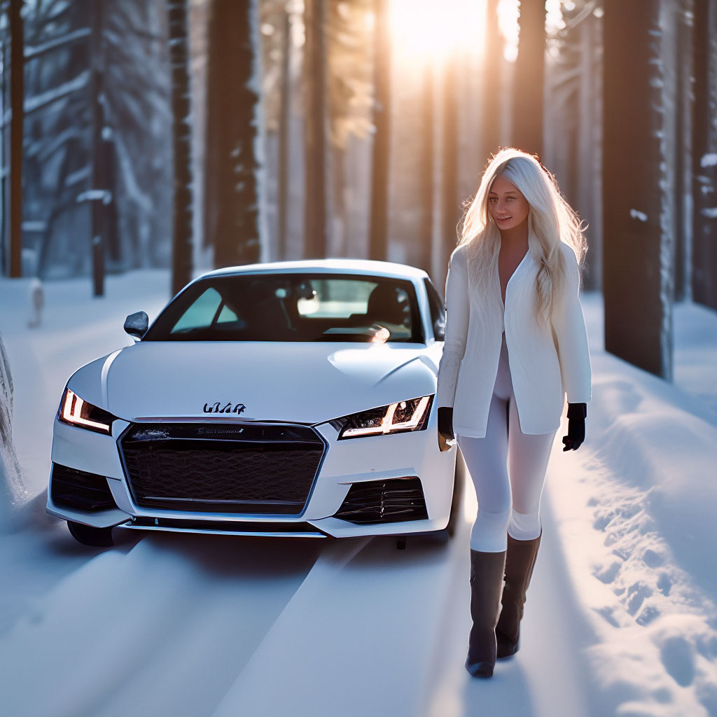 Audi TT белая, зимой, немного …» — создано в Шедевруме