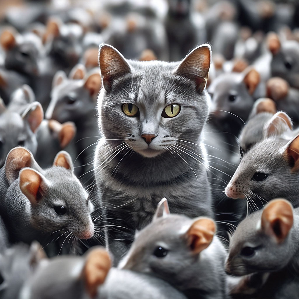 Свой среди чужих грозный серый кот…» — создано в Шедевруме